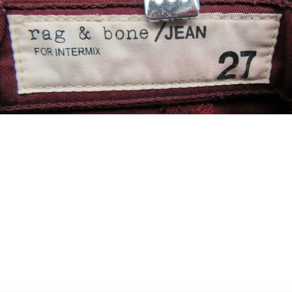 Rag & bone for intermix burgundy jeans with black leather panels size 27 - Picture 3 of 3